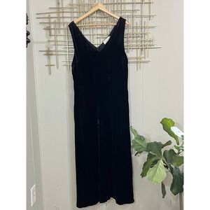Love and Liberty Black Velvet Cropped Jumpsuit Johnny Was V Neck‎ L